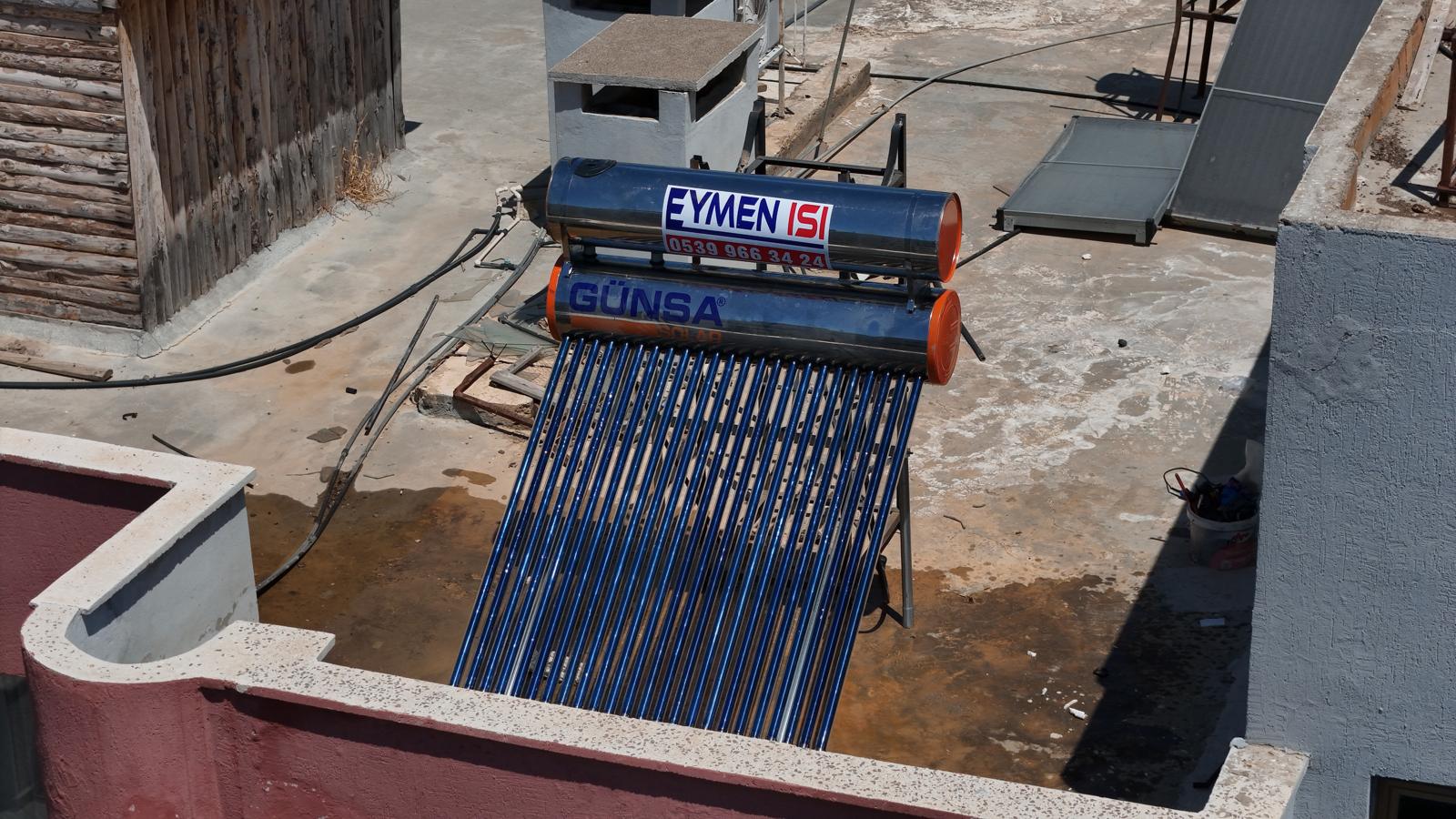 Teras çatıya kurulan Günsa Solar vakum tüplü güneş enerjisi sistemi